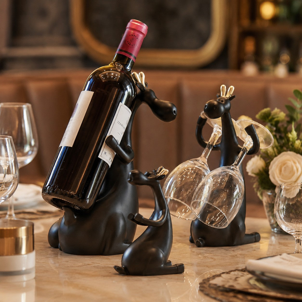 Forma Resin Wine Bottle Holder Figurine Set