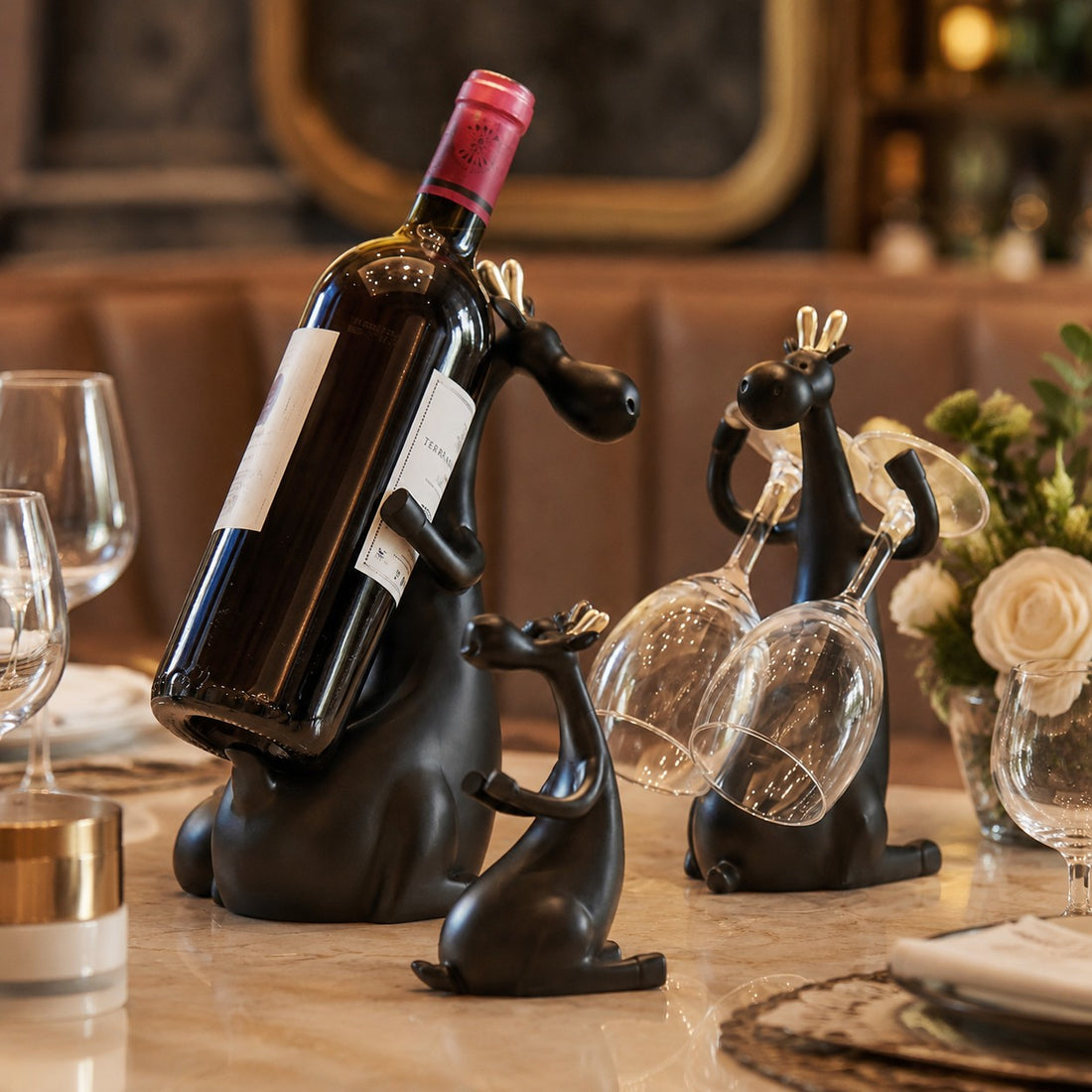 Forma Resin Wine Bottle Holder Figurine Set