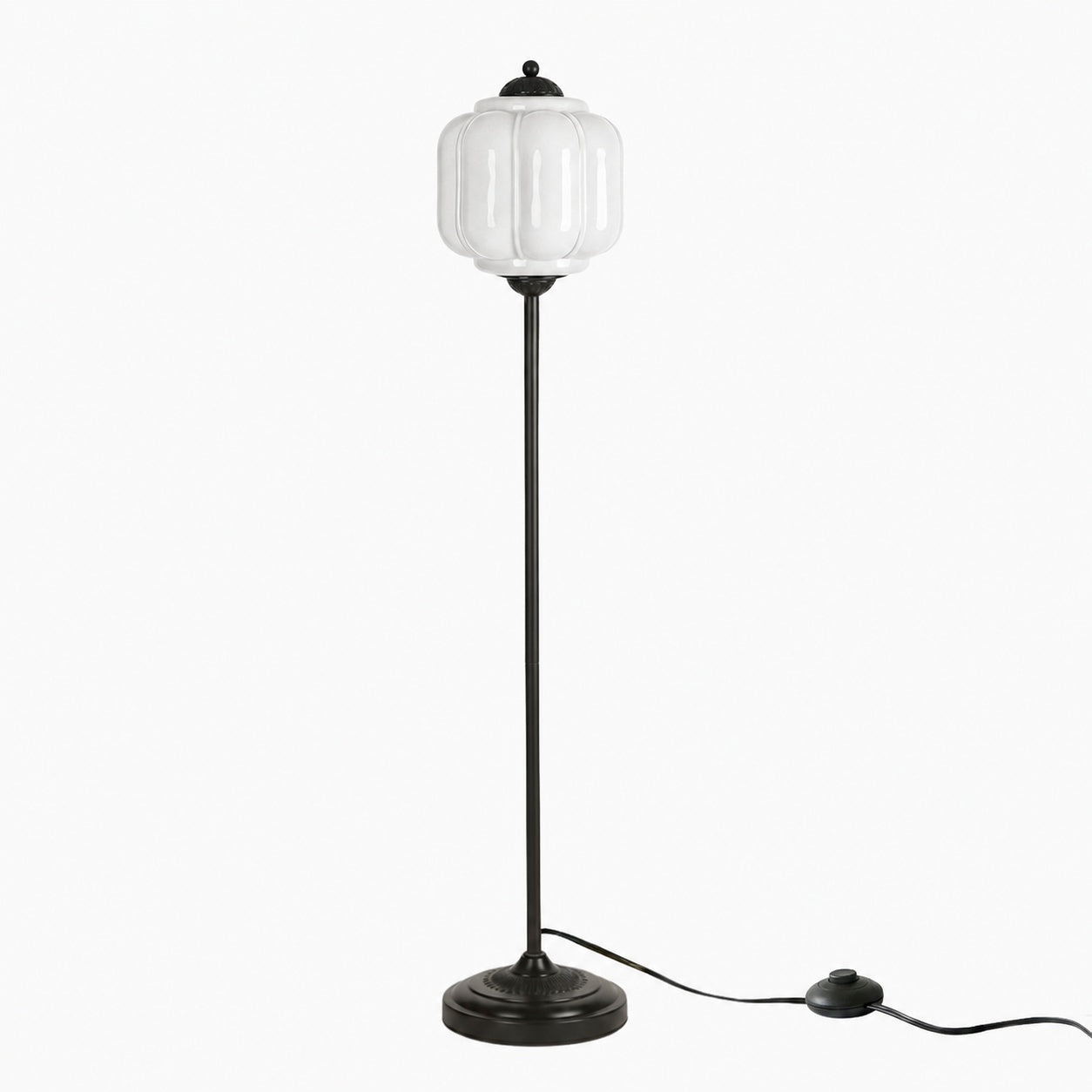 Eloise Textured Glass Pumpkin-Inspired Floor Lamp - Organic Artistry and Retro Style for Living Rooms