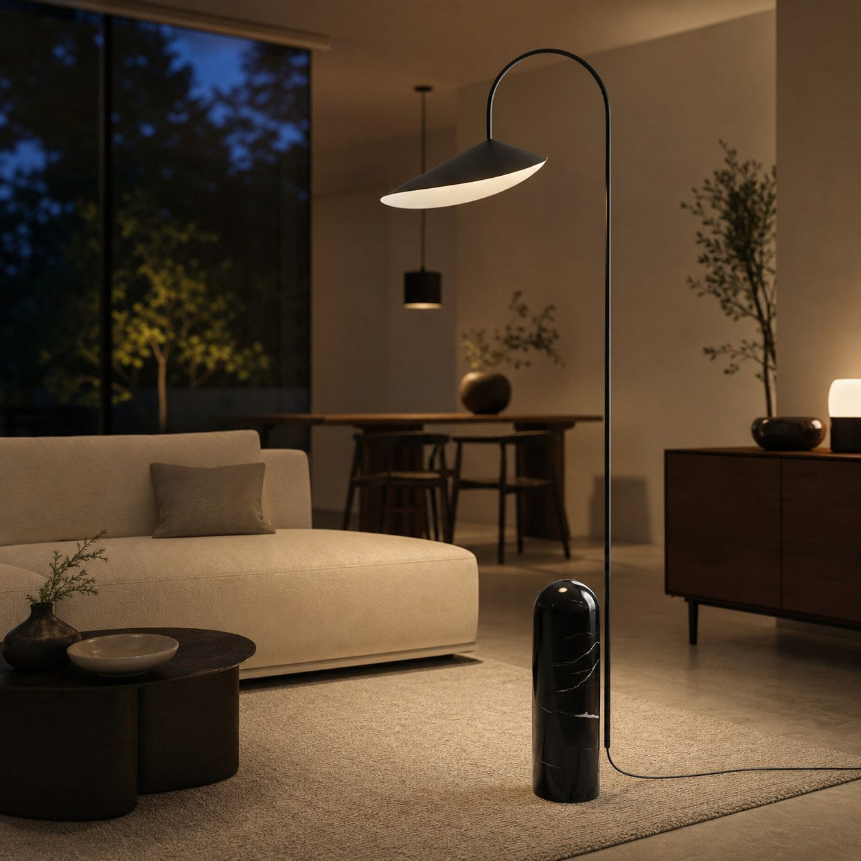 Nulavo Swivel Floor Lamp - Marble Base with Leaf-shaped Shade Modern Style for Living Room