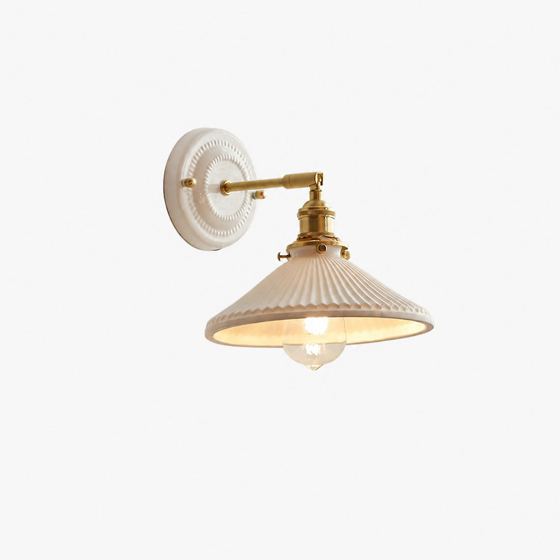 Vintage Japanese Ceramic Brass 1-Light Wall Sconce Lamp