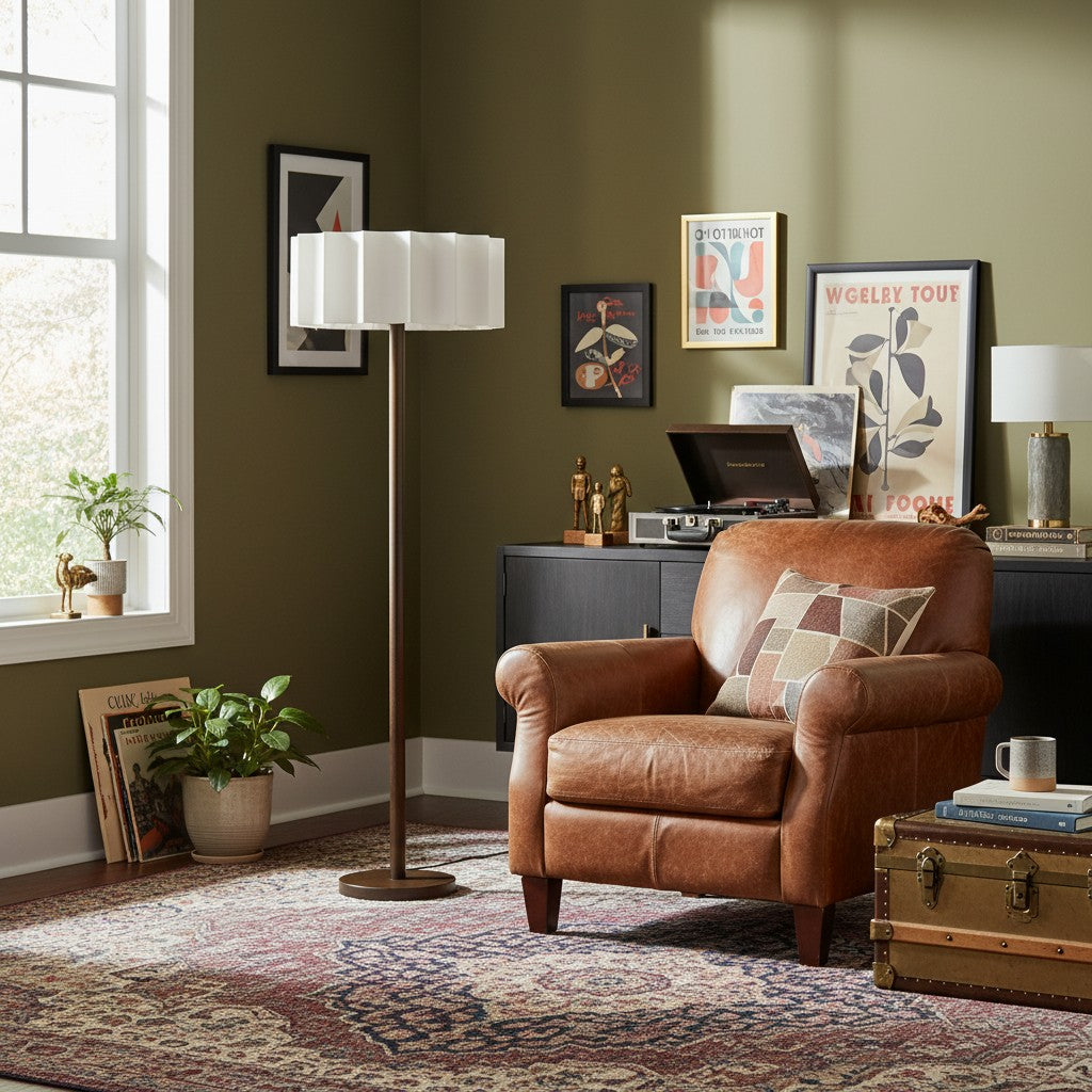 Cavilon Modern Floor Lamp - Slim Profile and Soft Fabric Shade Contemporary Floor Light