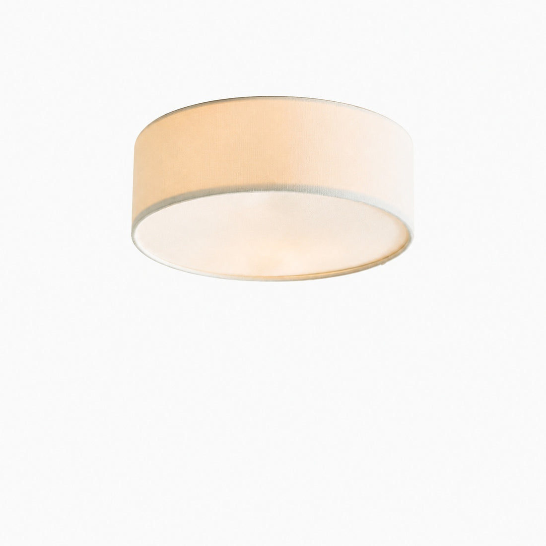 Dumora Linen Drum Ceiling Light - Flush Mount Iron Fixture with Fabric Shade