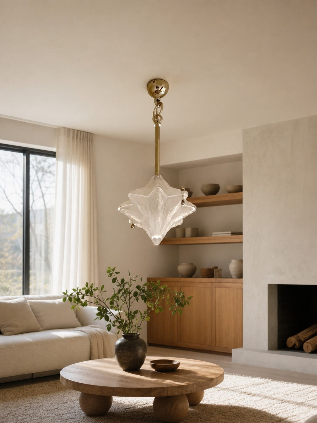 Art Deco Astris Elara Star Pendant Light – Frosted Glass Pendant with Geometric Style