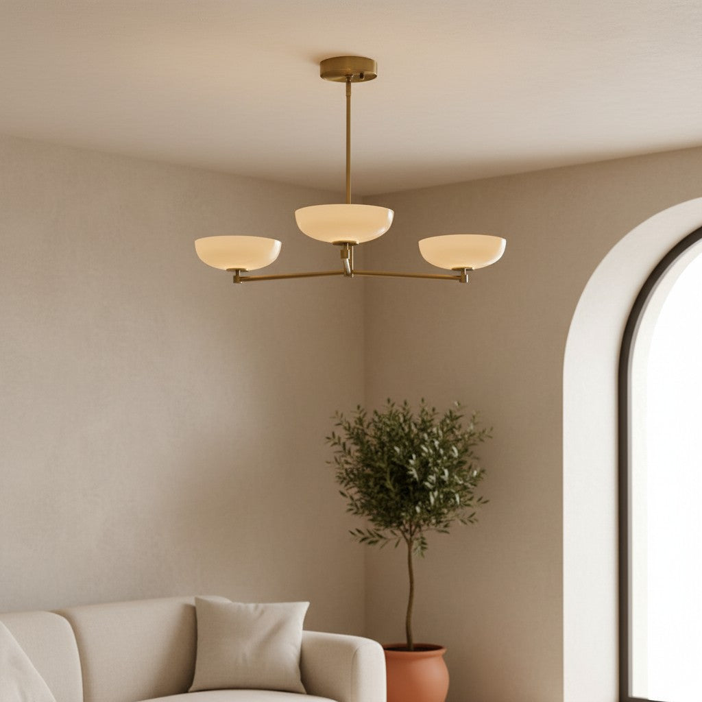 Vega Glass Mid-Century Modern Globe Chandelier with Glass Shades for Dining Room and Kitchen Island