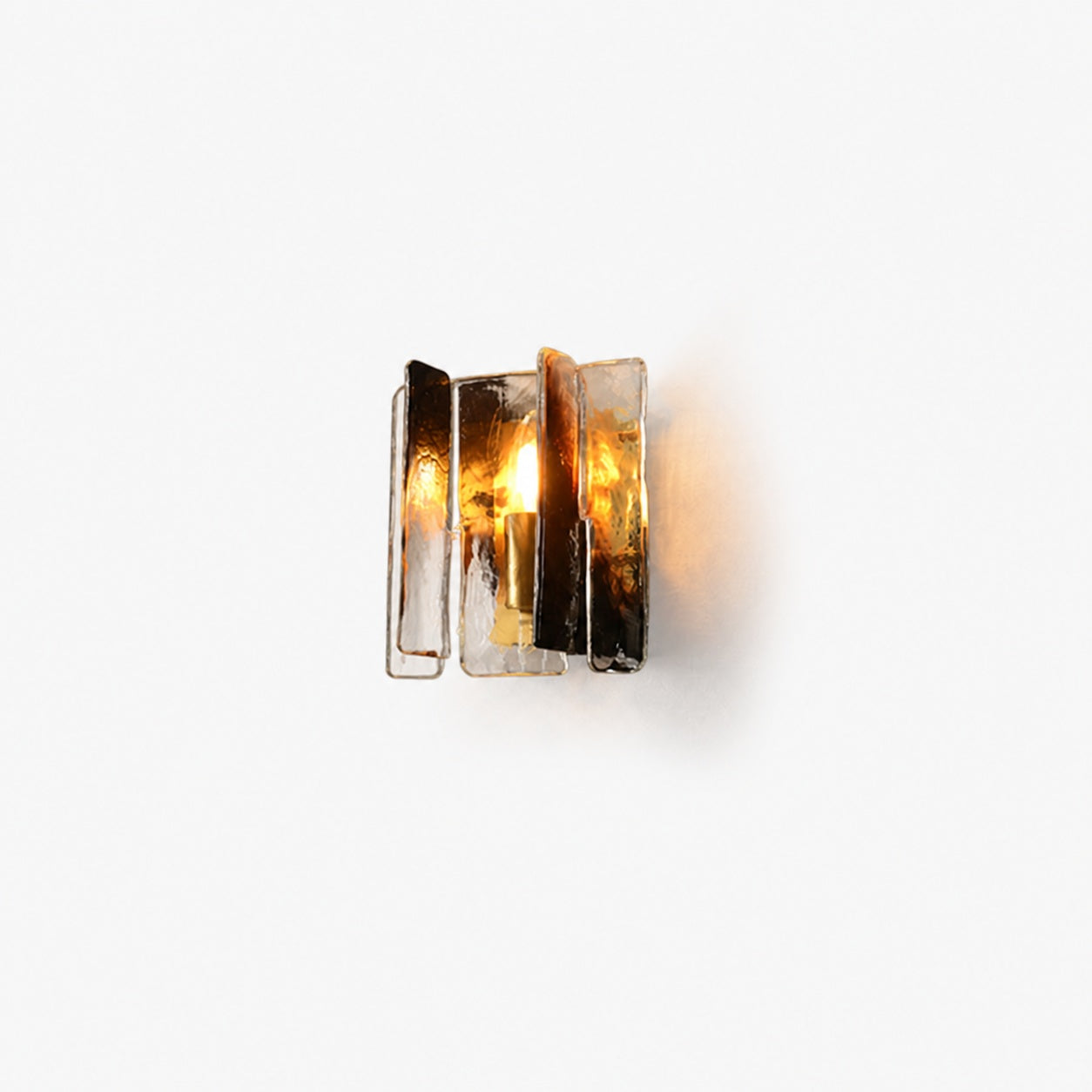 Modern Luxury Rectangle Copper Glass 1-Light Wall Sconce Lamp For Living Room