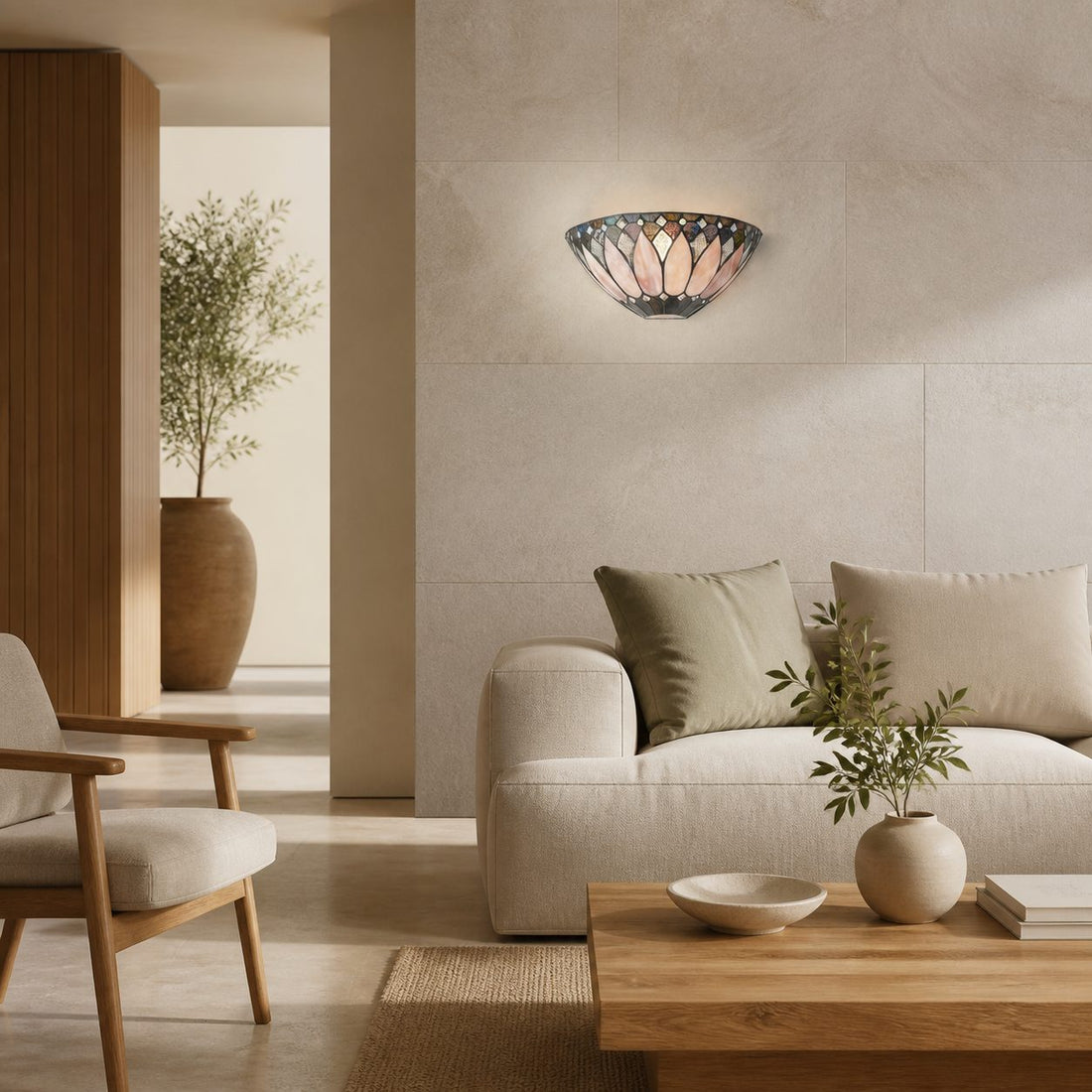 TF Brooklyn Elegant Wall Light - Art Deco Glass Wall Sconce for Living Room or Hallway