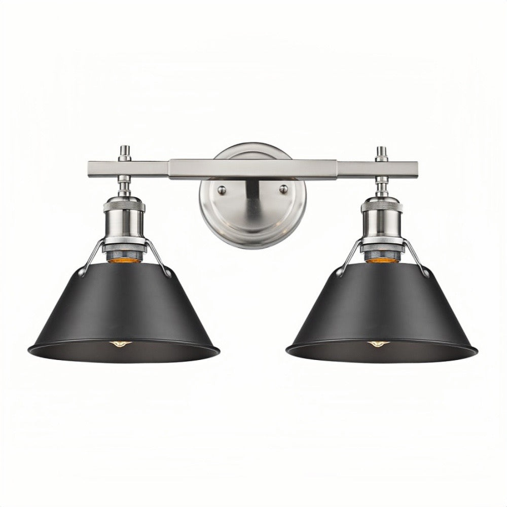 Industrial Two Light Vanity Wall Light - Metal Bathroom Mirror Wall Lights