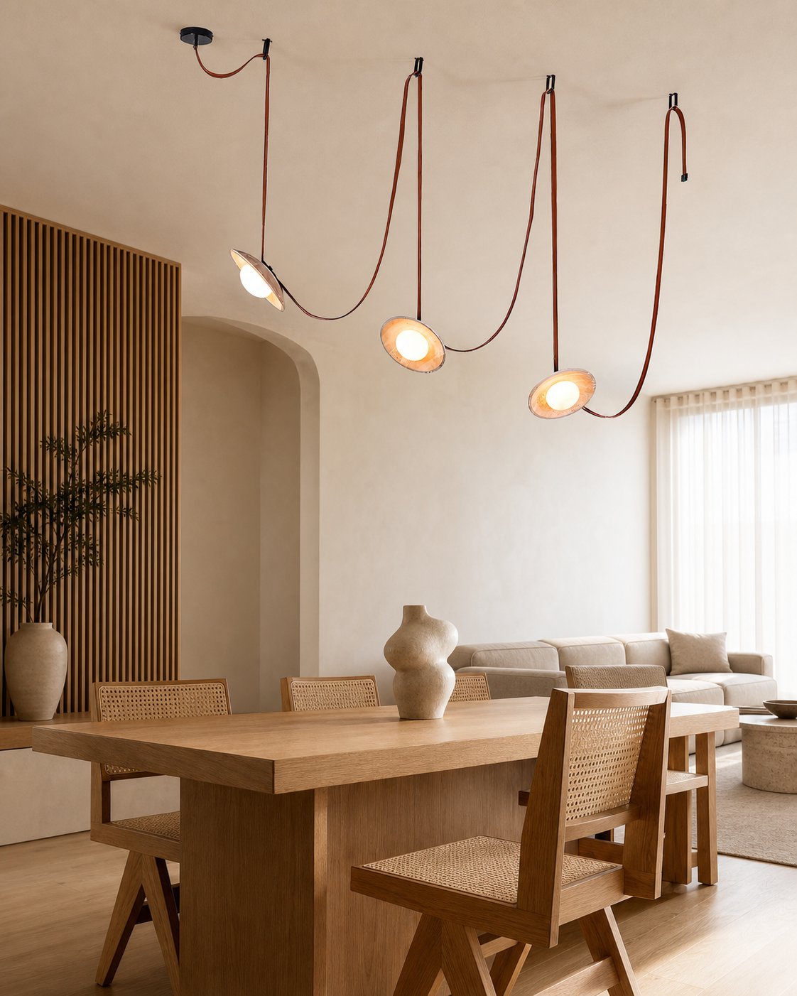 Light Rail Leather Pendant Lamp