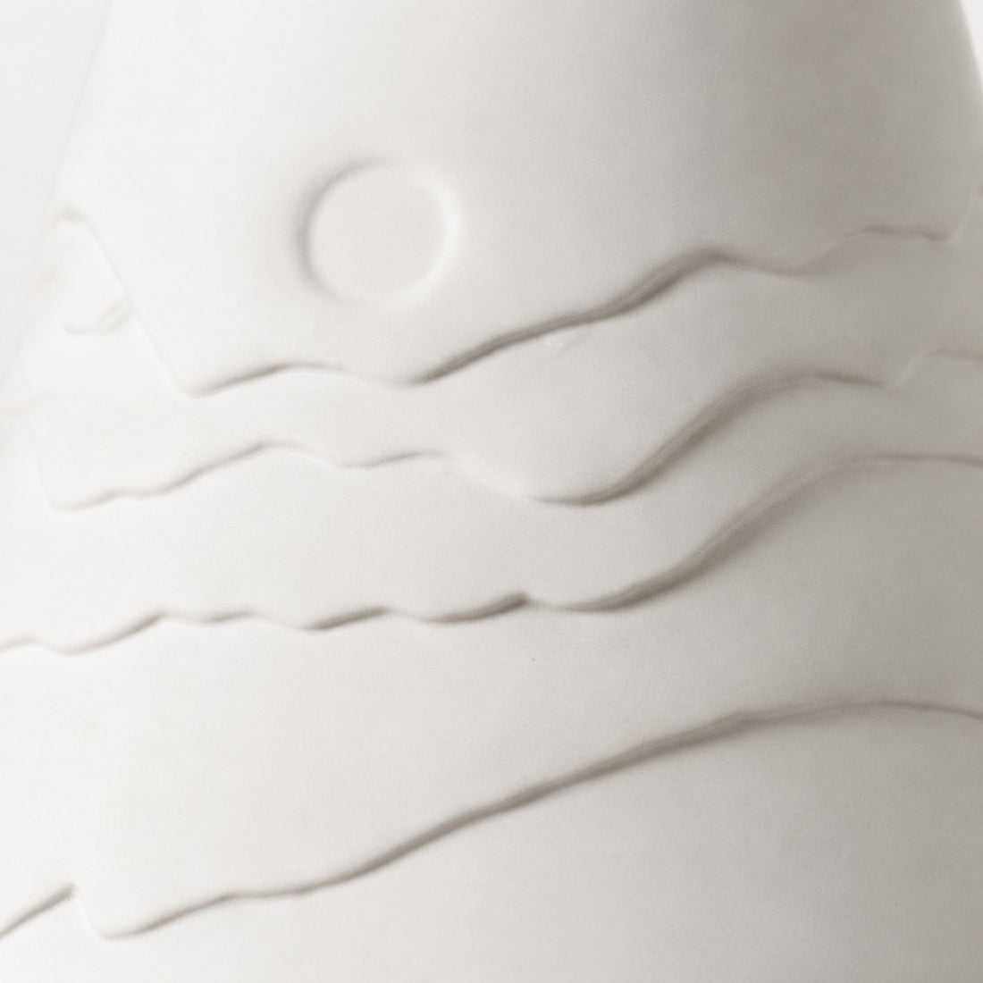Close view of the sculpted ceramic surface