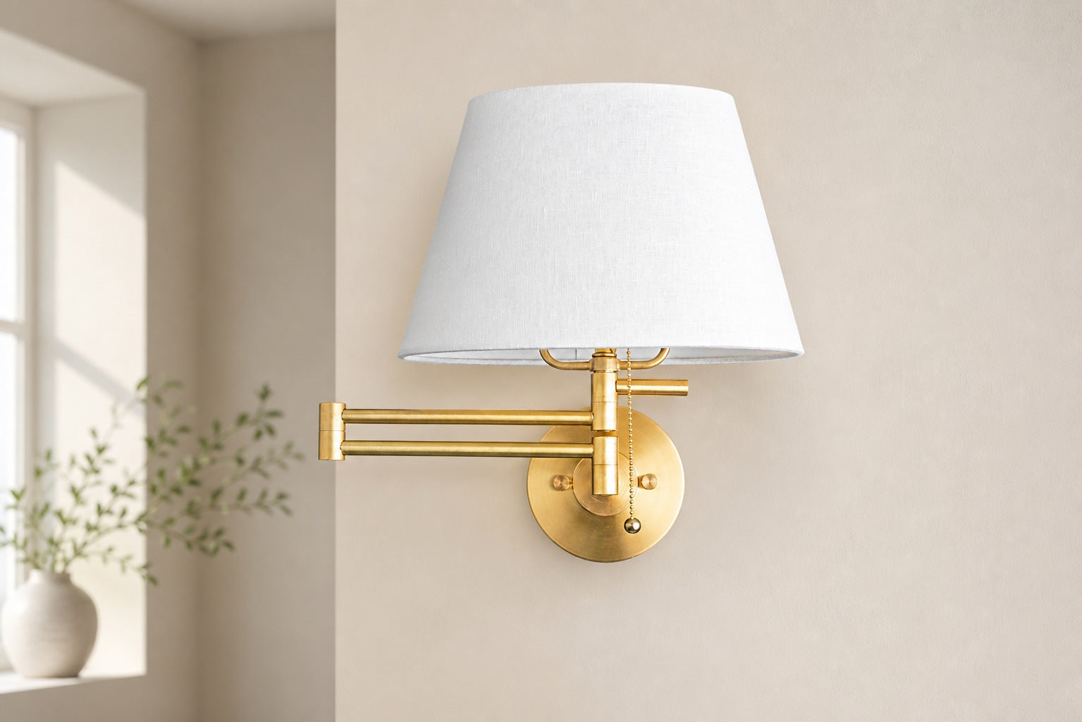 Ornato Luxe Brass Schoolhouse Sconce - Art Deco Wall Light with White Glass Shade
