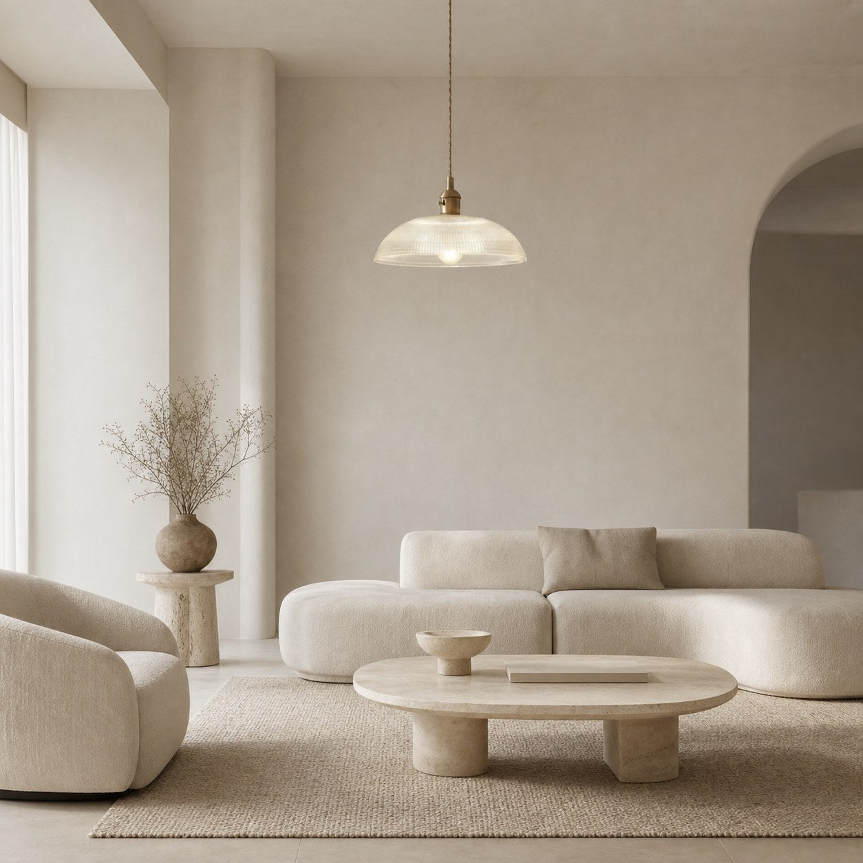 Velaris Ribbed Spiral Pendant Light - Domed Silhouette Ceiling Fixture for Modern Interior
