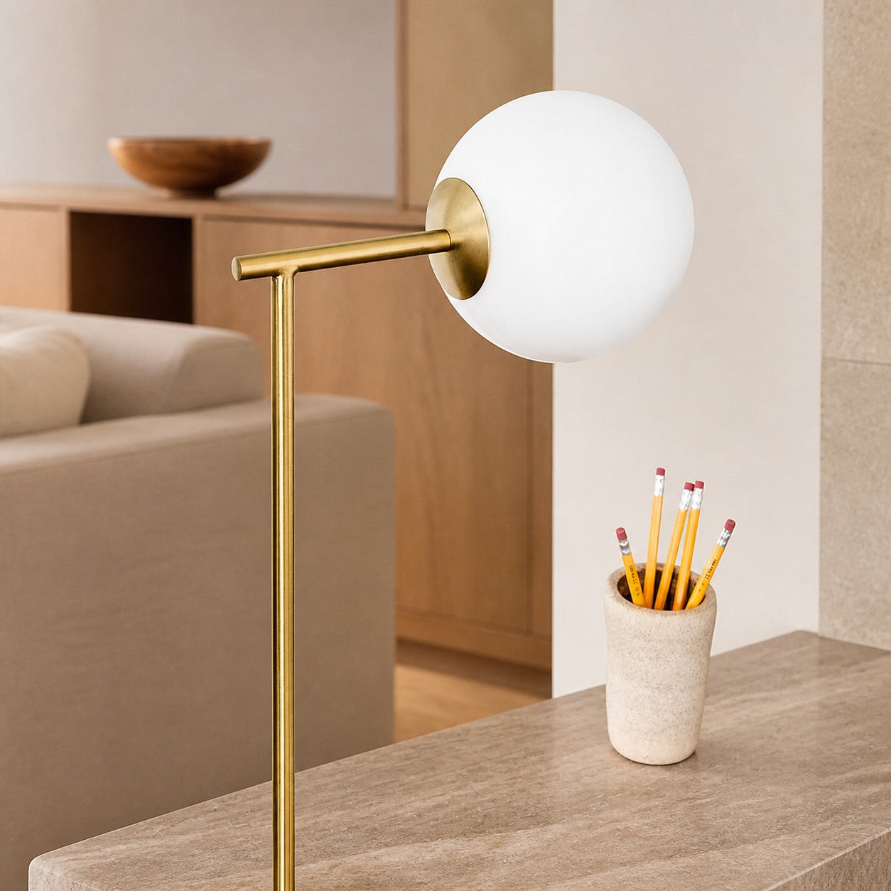 Brina Glass USB Table Lamp - Modern Bedside Desk Light with Style