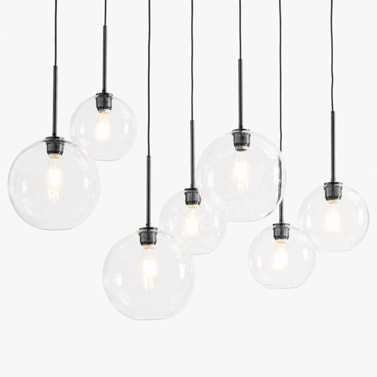 Selvion Elegant 7-Light Globe Chandelier – Glass Pendant Light