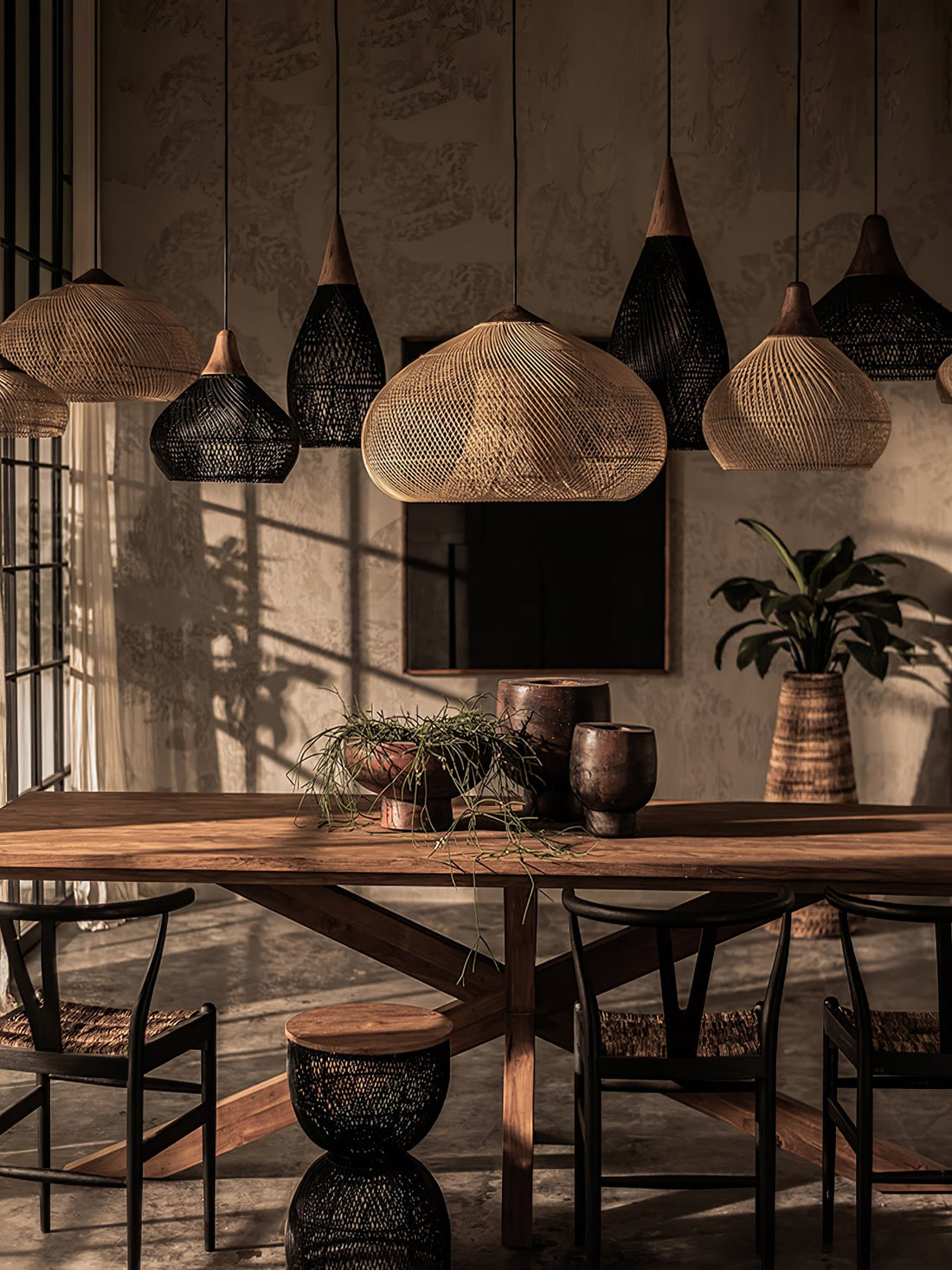 Harp Braided Rattan Pendant Lamp
