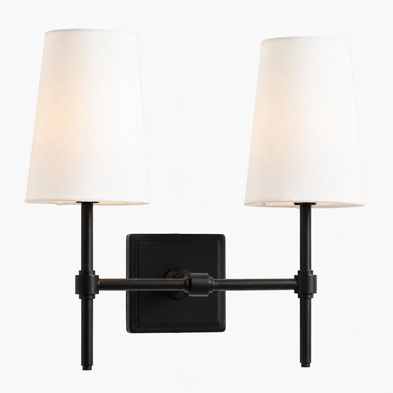 Derlina White Linen Shades Wall Lamp – Retro Metal Multi-Head Lighting Fixture