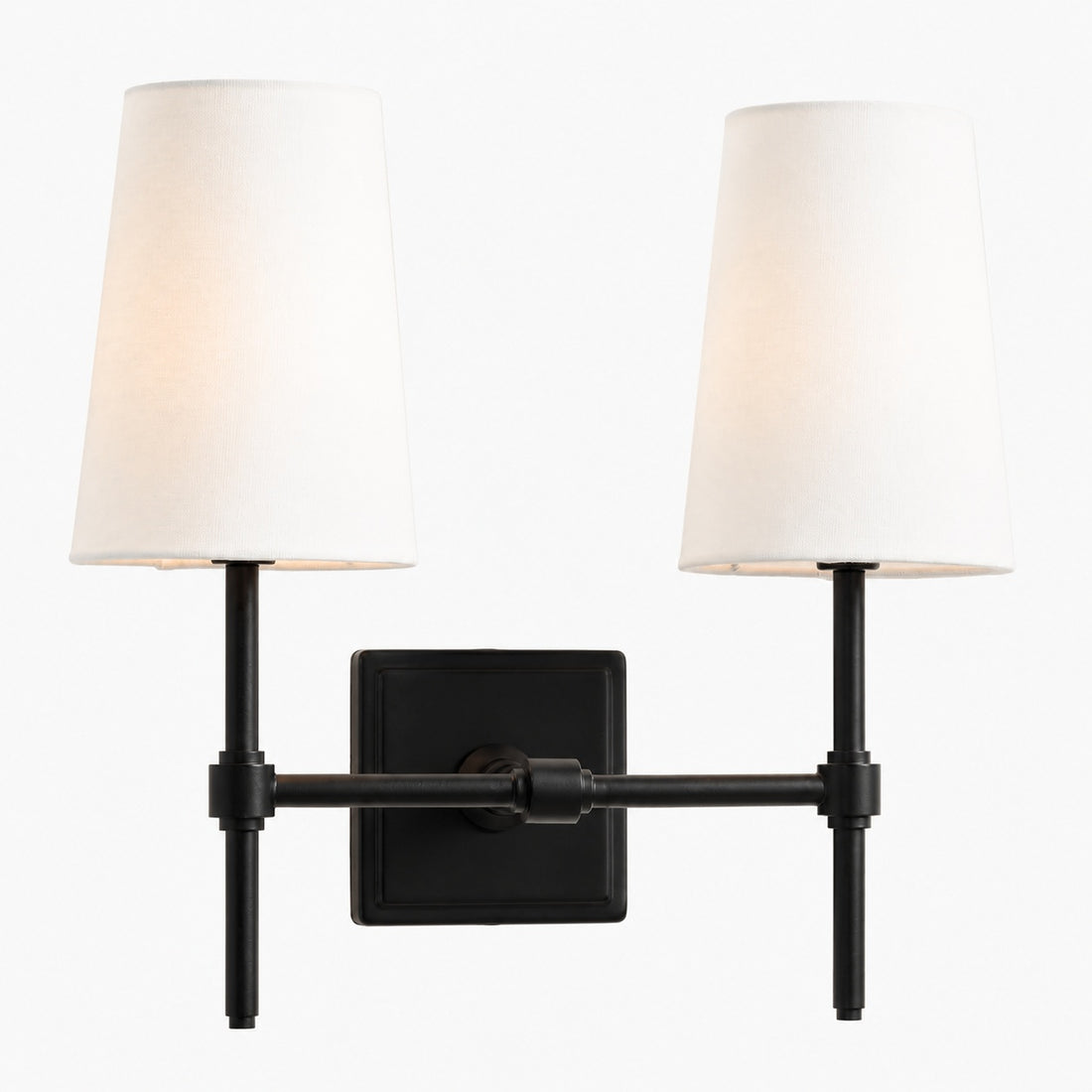 Derlina White Linen Shades Wall Lamp – Retro Metal Multi-Head Lighting Fixture