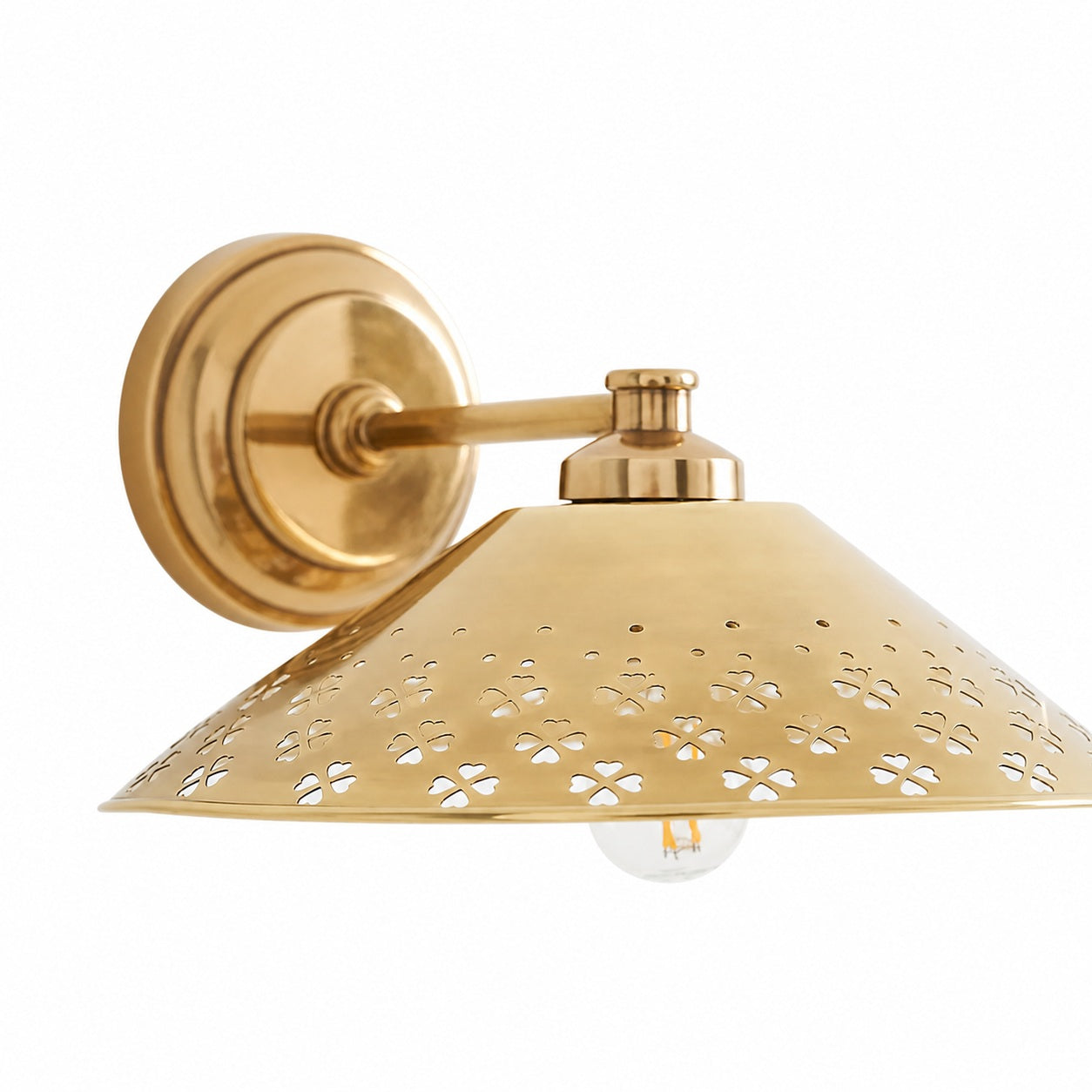 Auriglow Modern Wall Sconce – Brass Perforated Light for Bedroom or Hallway