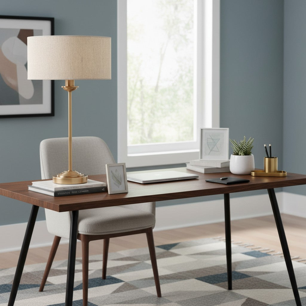 Tela 1‑Light and 3‑Light Table Lamp – Modern Linen & Metal for Bedside or Living Room