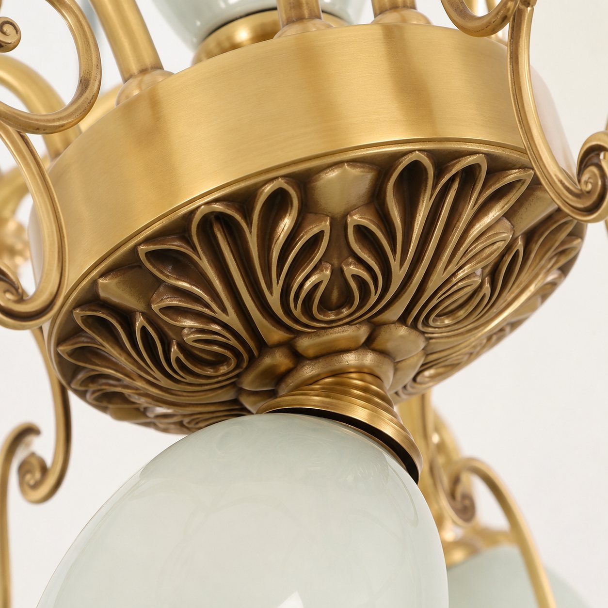 Altoris Series Branch Chandelier with Fabric Shades – Brass Ceramic Chandelier for Living Room