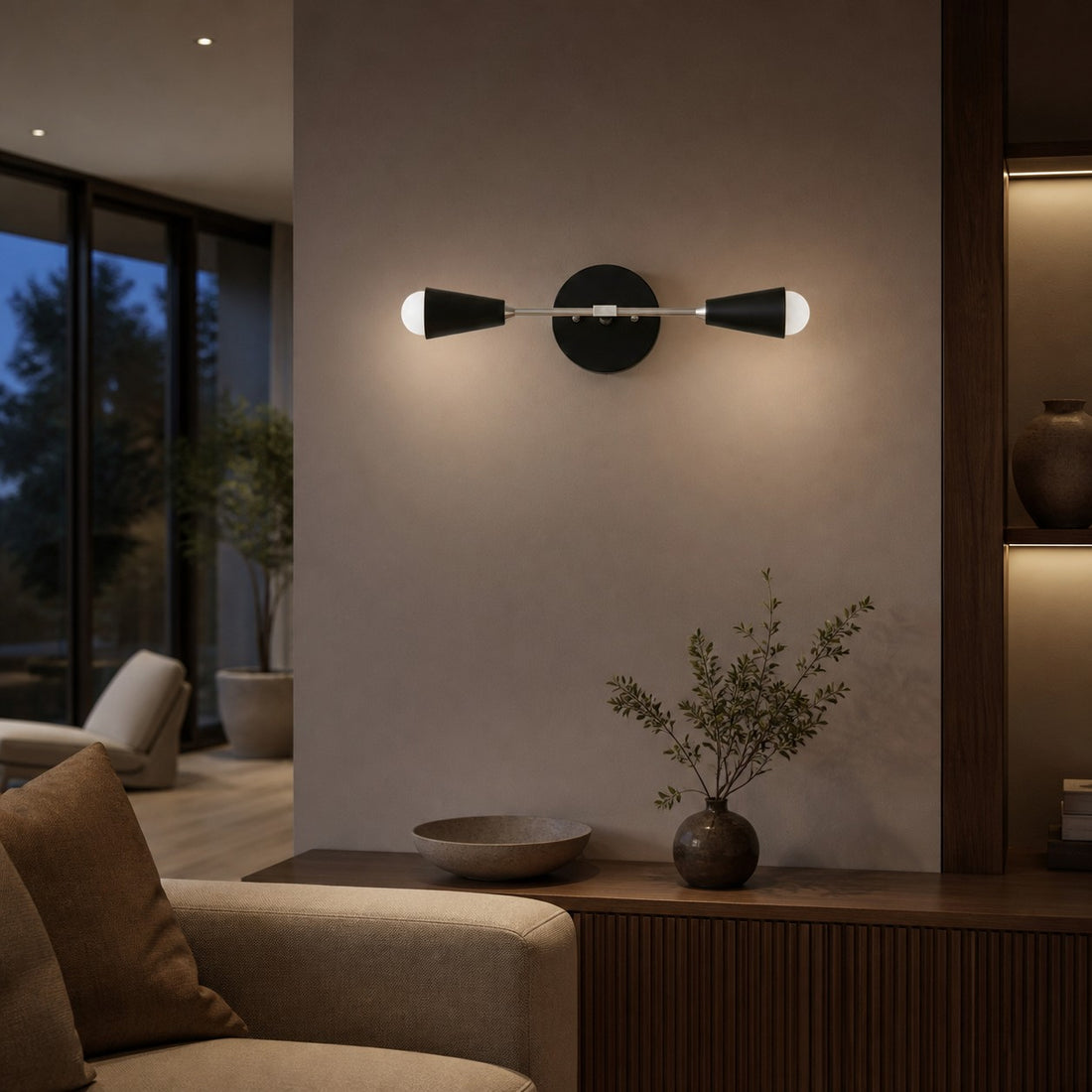 Mobilux Line Minimalist Vanity Light Fixture - Mid Century Bathroom Sconce