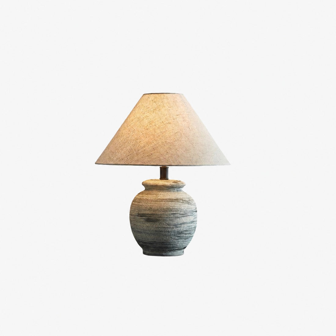 Ceravine Rustic Ceramic Base Table Lamp with Conical Fabric Shade – Elegant Accent Lighting for Home