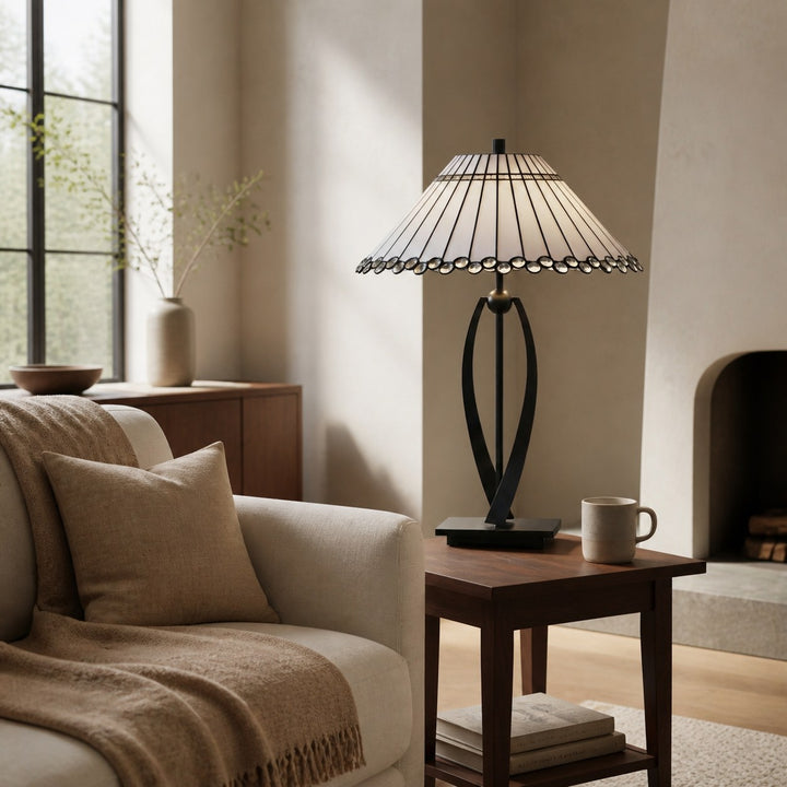 TF Allanton Tapered Table Lamp - Vintage Geometric Glass for Bedside and Study