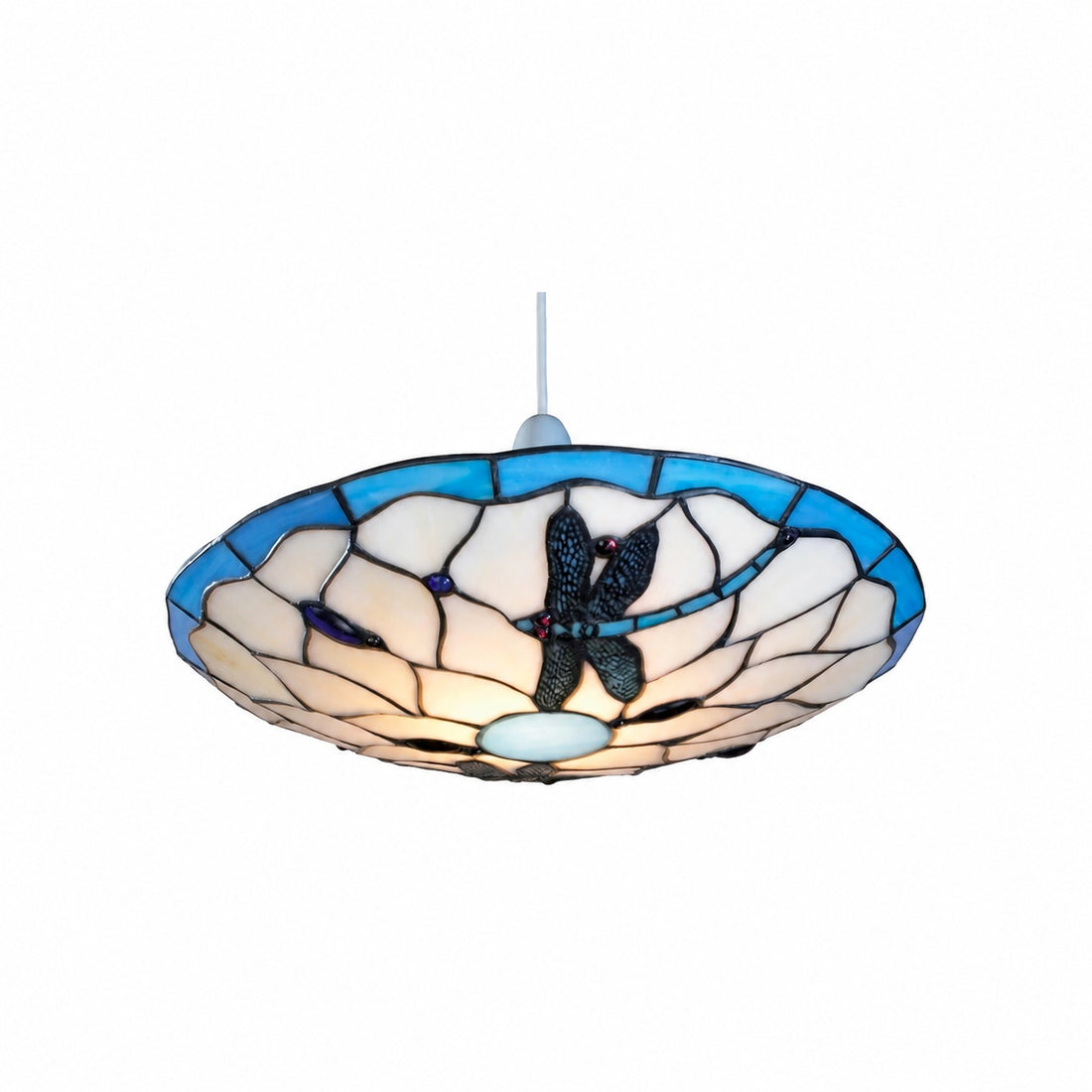 TF Butterfly Pendant Lamp - Decorative Stained Glass Pendant Light for Bedroom or Entryway