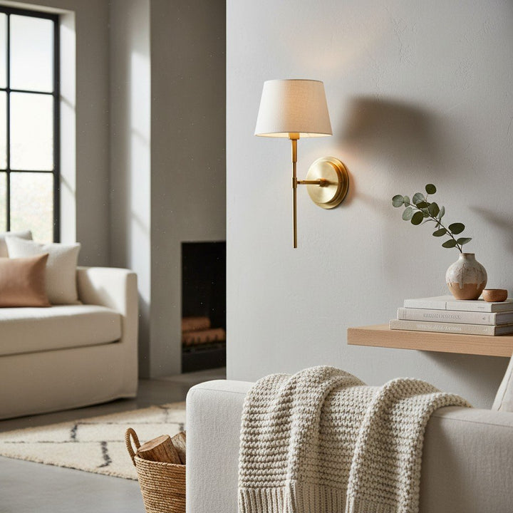 Cremaris Metal Wall Light with Fabric Shade - Timeless Sconce for Interior Lighting