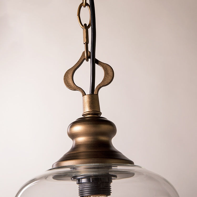 Vintage Glass Metal Pendant Light