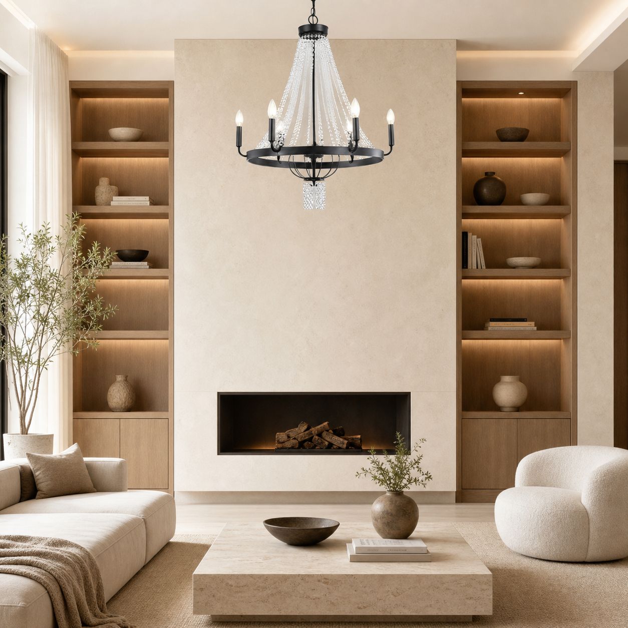 Crystallis Modern Metal Structure Crystal Chandelier - Luxury Lighting for Living Room