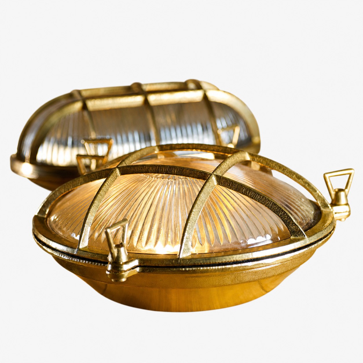 Ivoran Bulkhead Wall Sconce - Brass Caged Glass Vintage Industrial Light for Outdoor and Bathroom