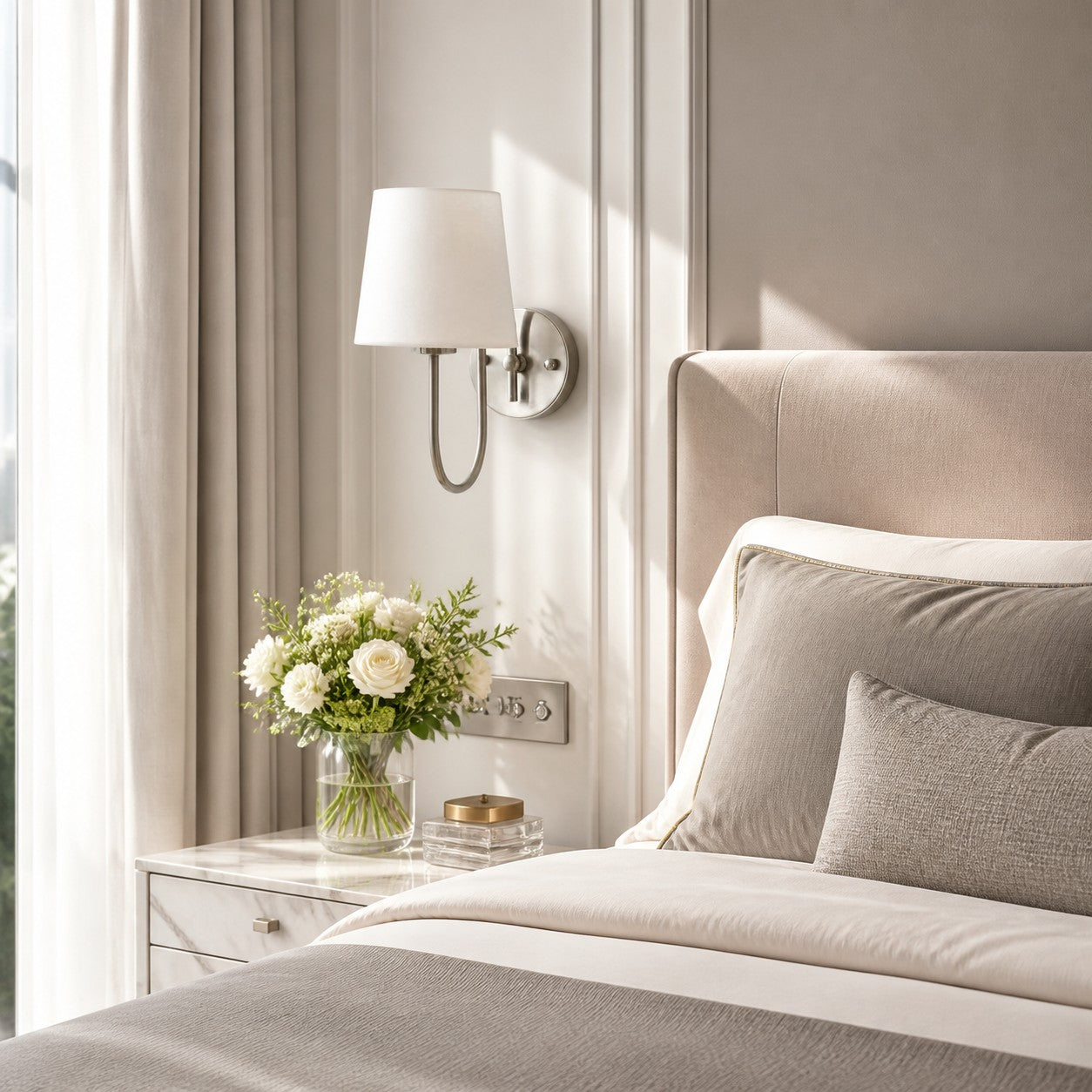 French Style Glass and Metal Wall Sconce