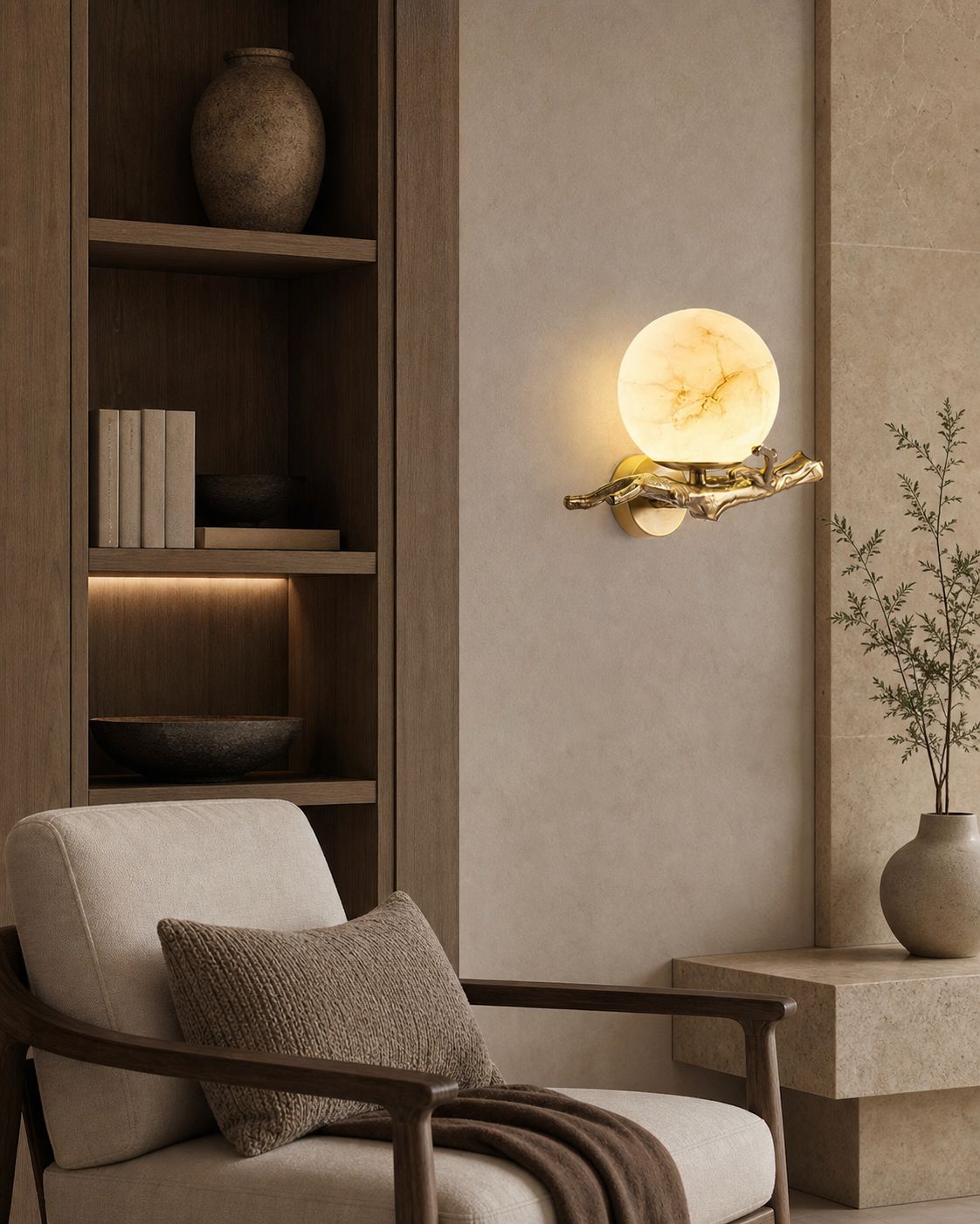 Retro Twigs Alabaster Wall Lamp