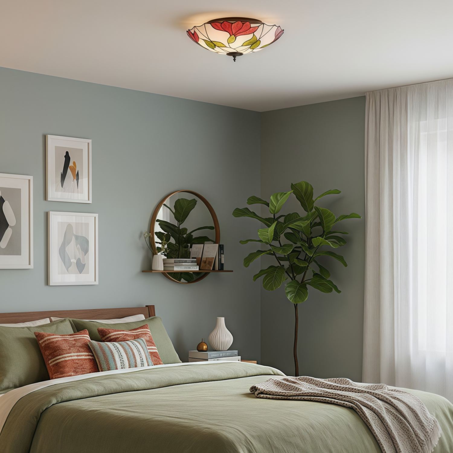 TF Botanica Floral Glass Ceiling & Pendant Lighting - Art Glass Style Fixture for Rooms