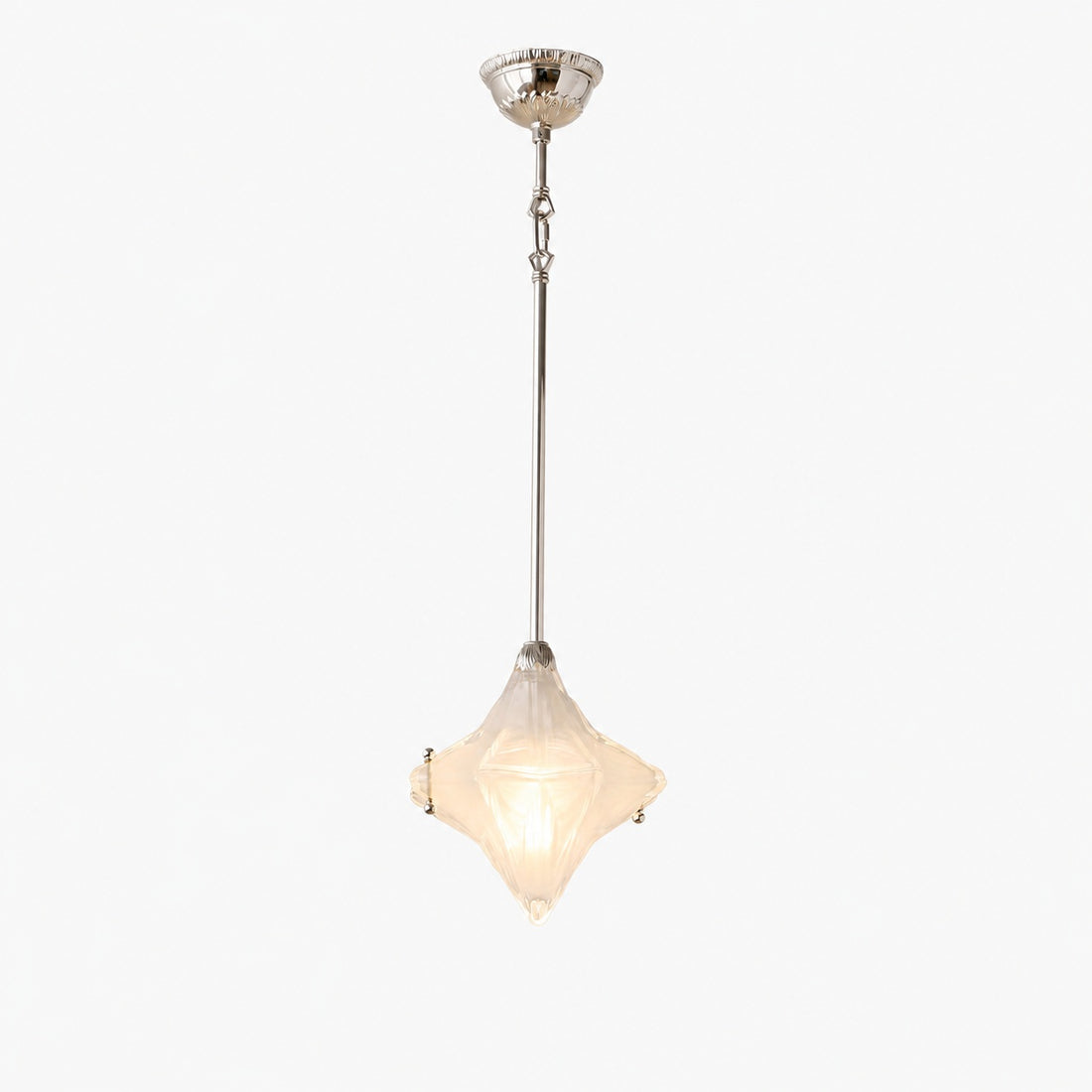 Art Deco Astris Elara Star Pendant Light – Frosted Glass Pendant with Geometric Style