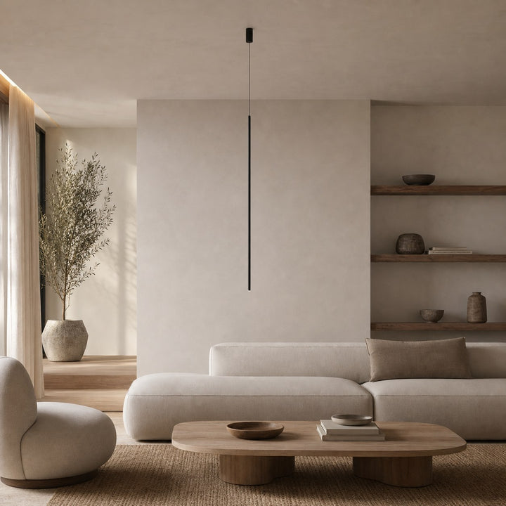 Vectra Slim Industrial Pendant Light - Contemporary Ceiling Fixture for Living Room and Bedroom