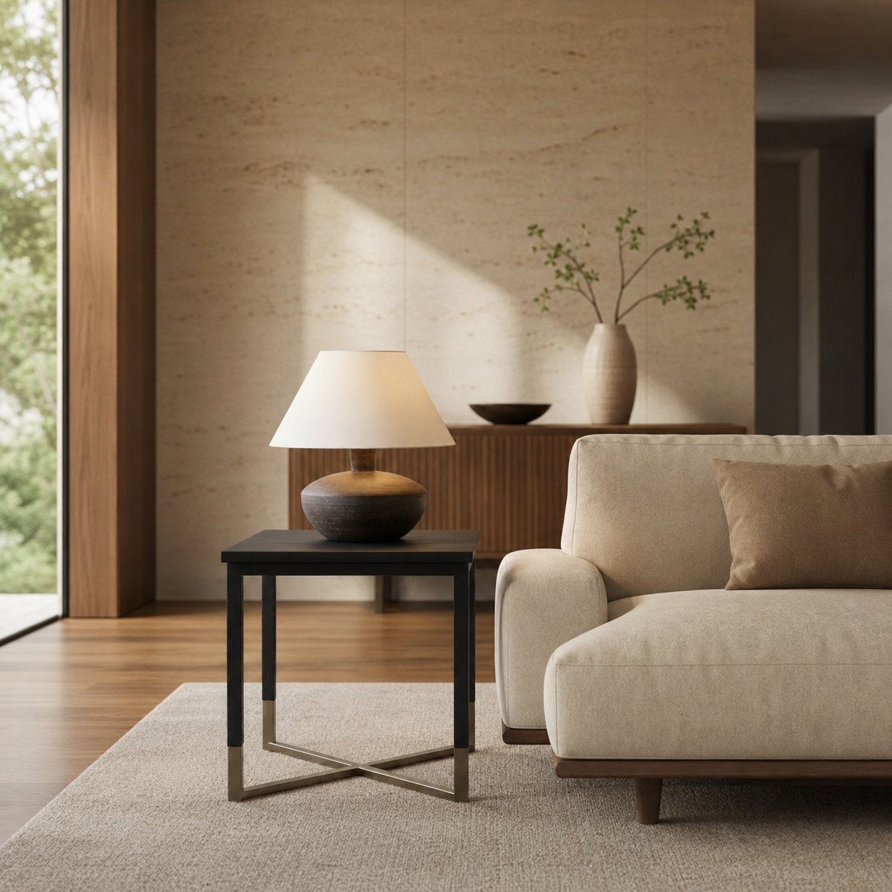 Ceruna Modern Ceramic Table Lamp – Sculptural Body Clean Finish for Entryway and Lounge