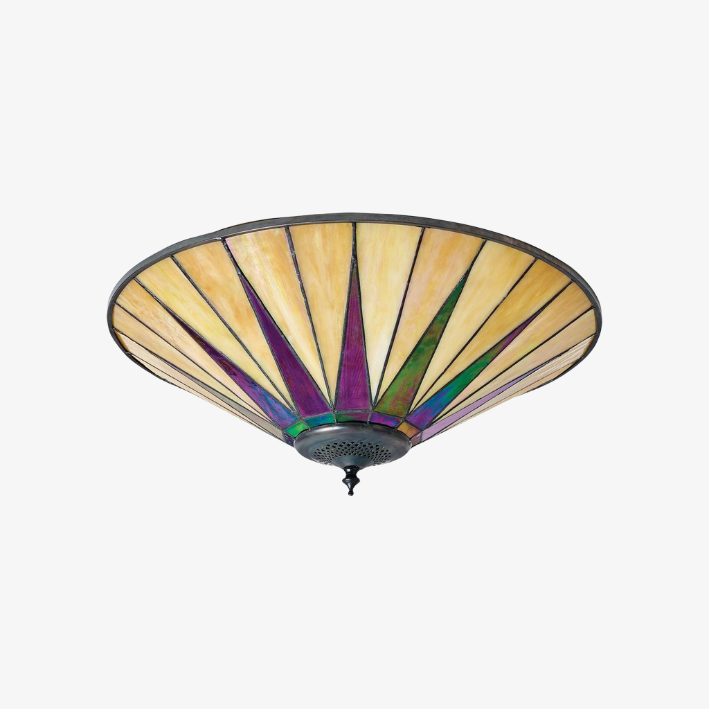 TF Dark Star Tiffany Ceiling Lamp – Stained Glass Star Design for Dining or Hall