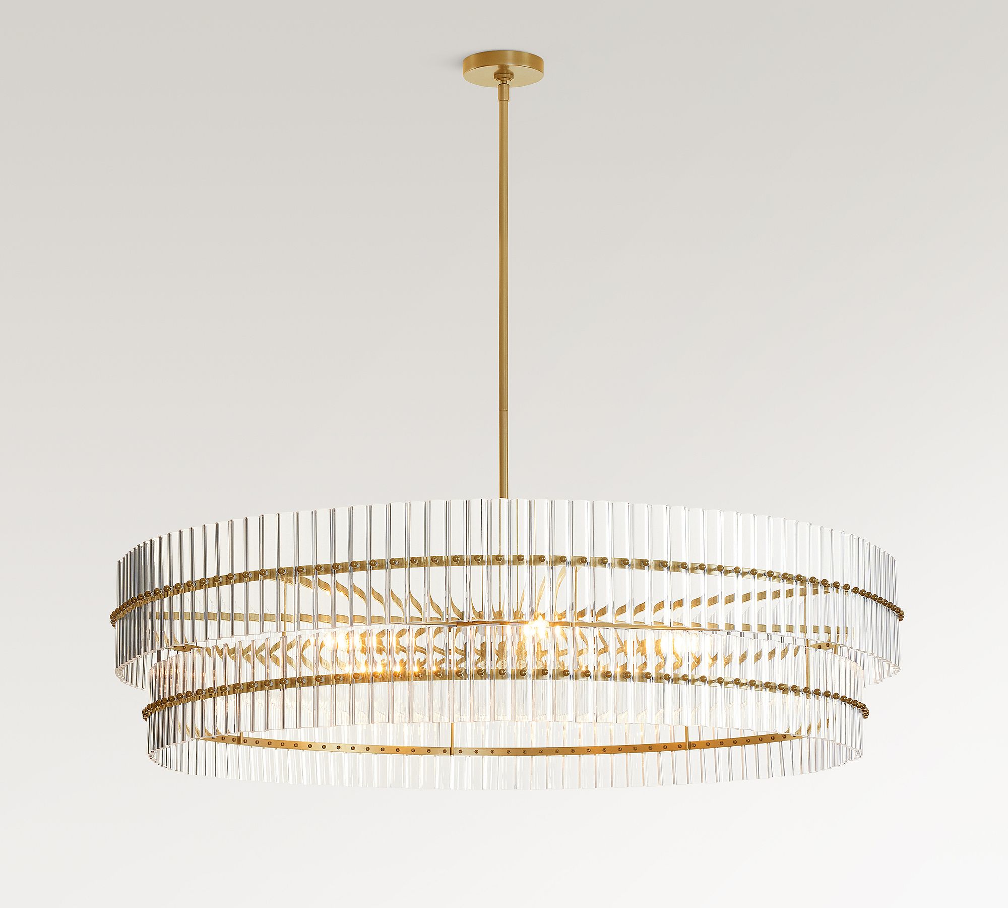 Lumora Crystal Pendant Light – Elegant Tumbled Brass & Cut Glass