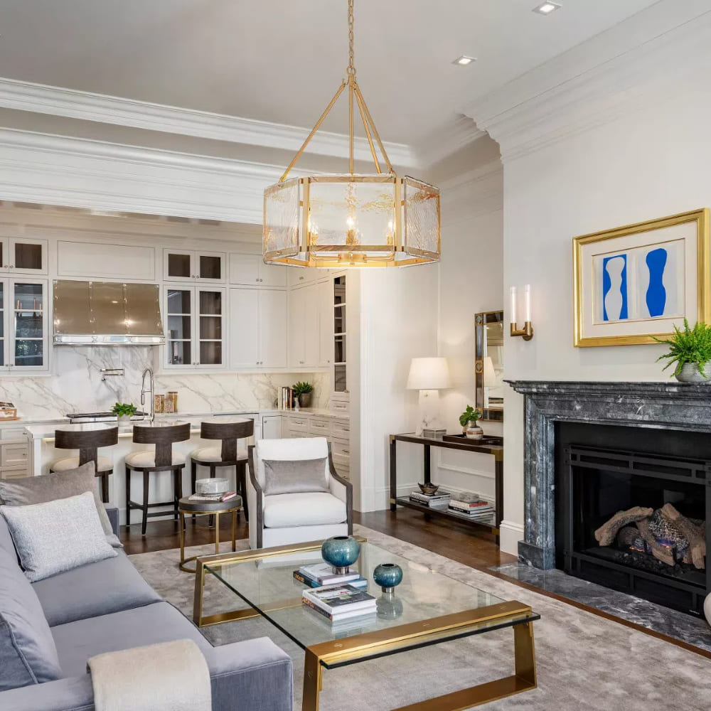 Textured Water Ripple Drum Chandelier - 6-Light Glass Pendant Light