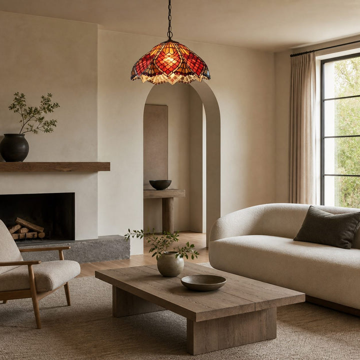 TF Orsino Vintage Art Deco Pendant Light - Textured Glass Lighting for Bedrooms & Halls