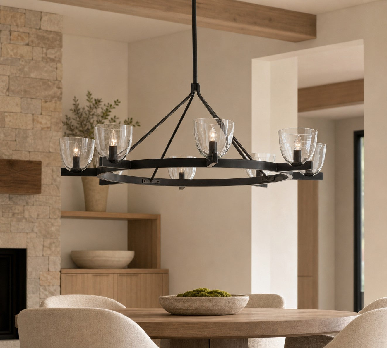 Auria Hand-blown Glass Metal Chandelier - Contemporary Brass Design