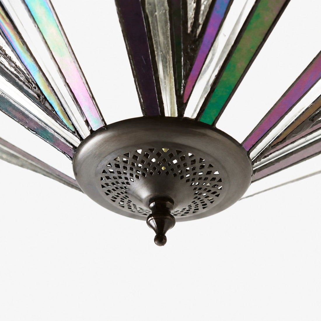 TF Astoria Decorative Stained Glass Semi Flush Light – Art Deco Ceiling Fixture for Entryways & Lounges