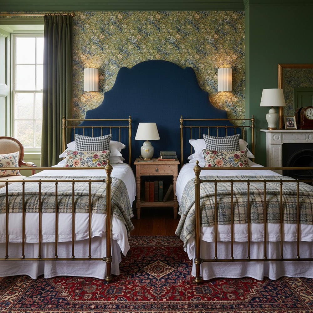 Duova Scalloped Wall Lamp - Antique Brass with Linen Fabric Suitable for Living Room and Bedroom