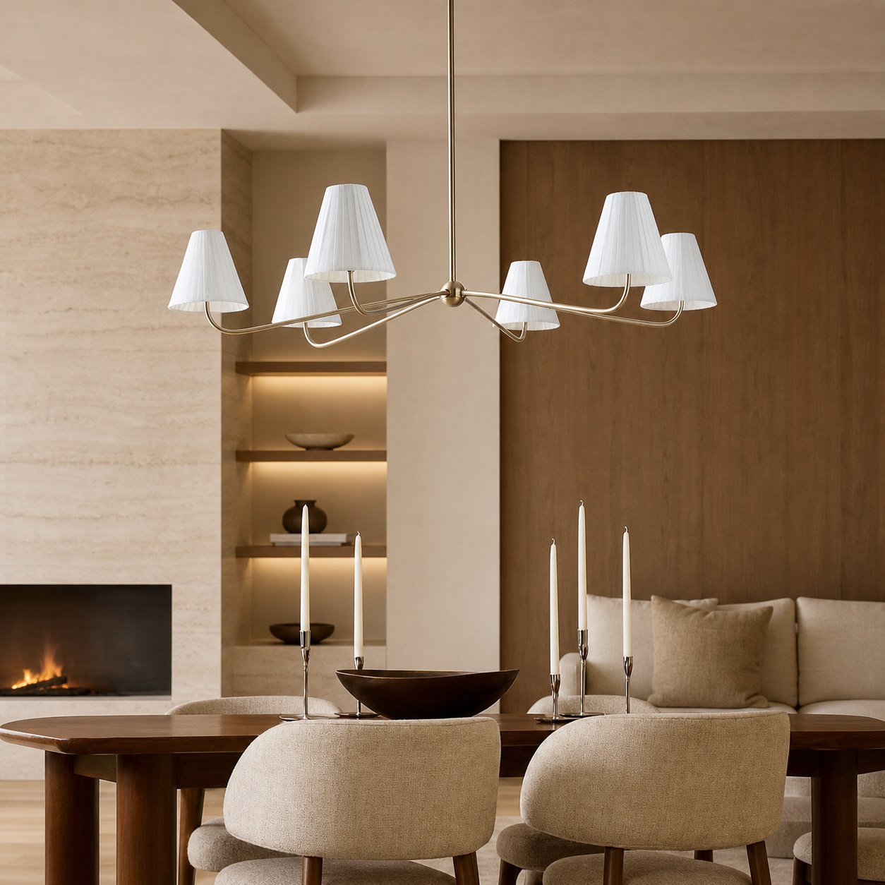 Fibura Metal Modern Linen Shade Linear Chandelier - Clean Lines
