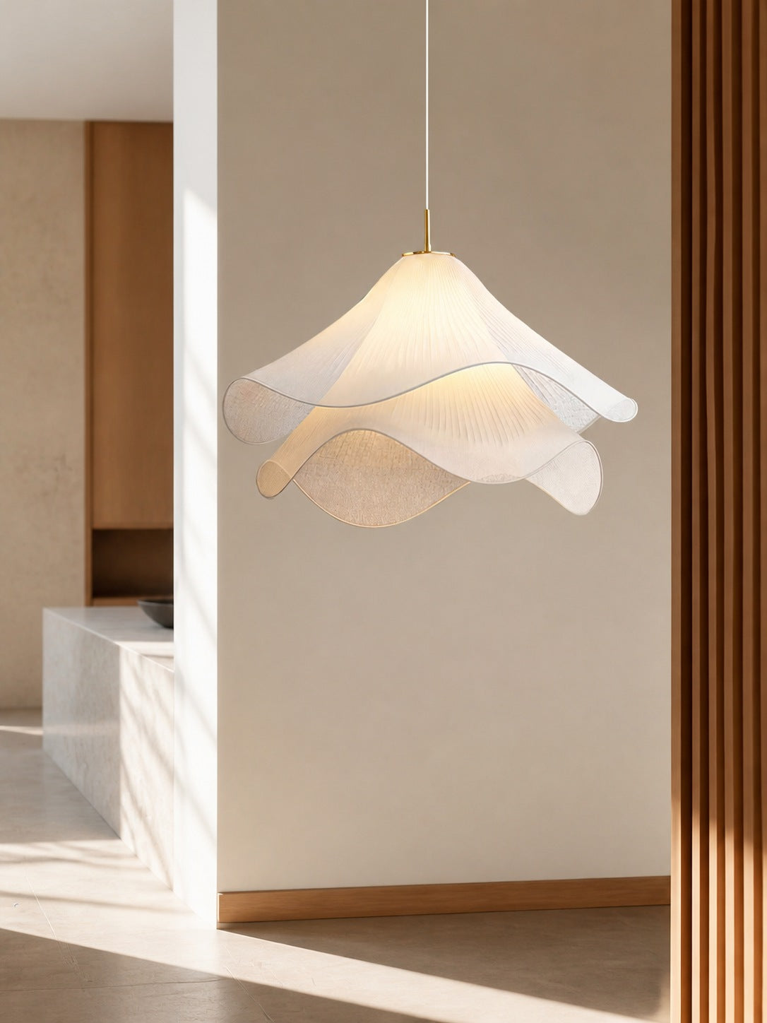 Ethereal Bloom French Floral Pleated Fabric Pendant Light