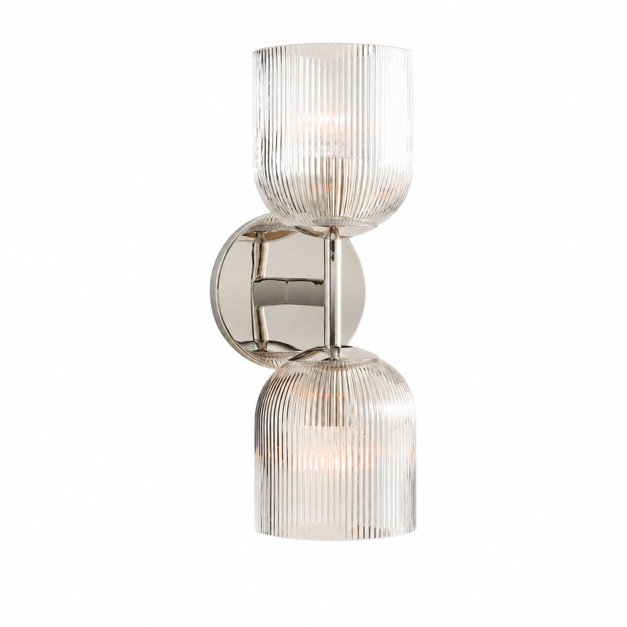 Bravira Ribbed Glass Sconce - Metal Wall Light with Clear Glass Shade