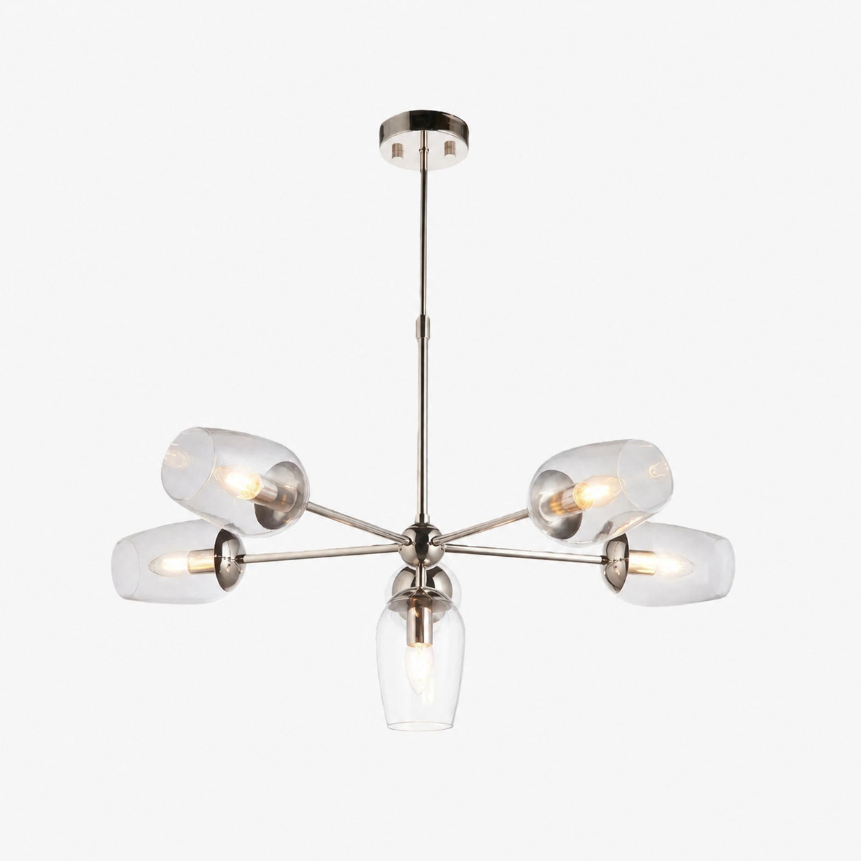 Serion Glass 6-Light Pendant Light - Modern Pendant with Clear Glass Shades for Living Room