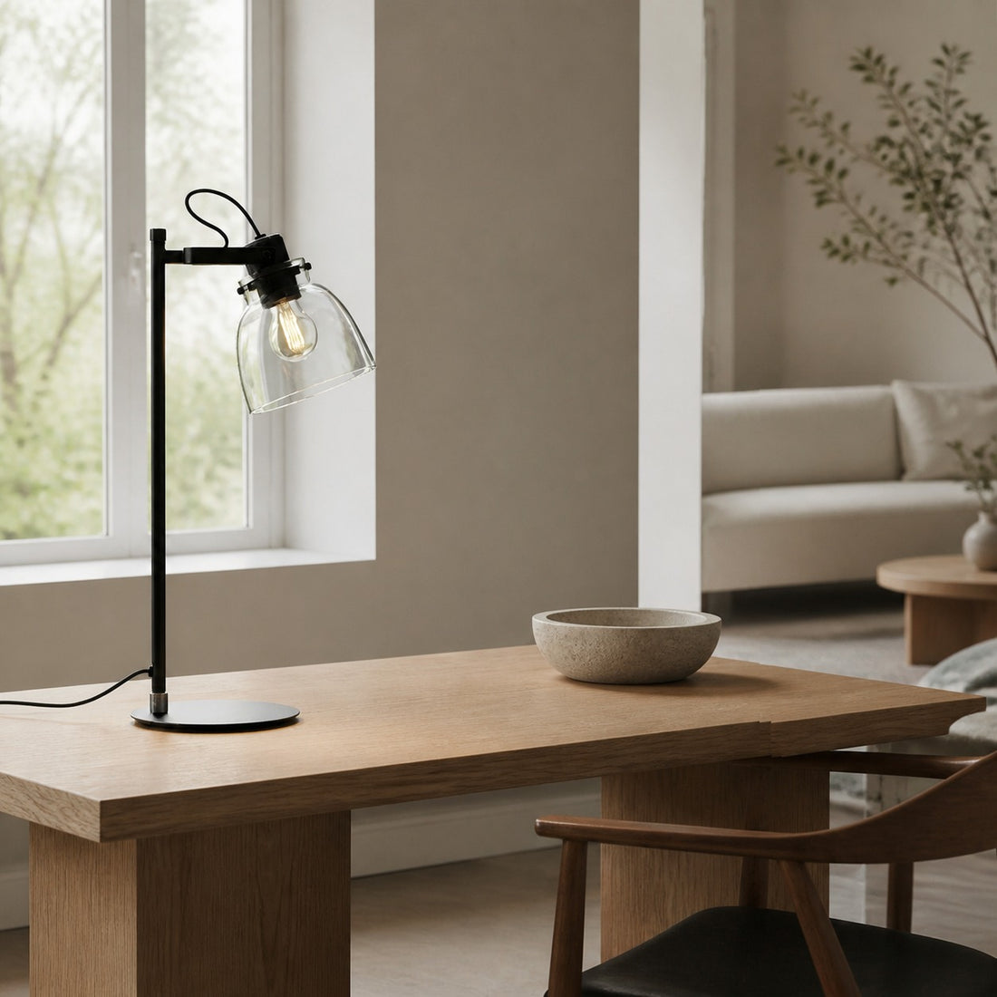 Readium Adjustable Table Lamp - Industrial Metal and Dome Glass for Bedroom and Study